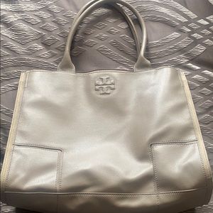 Tory Burch tote grey/taupe leather/fabric